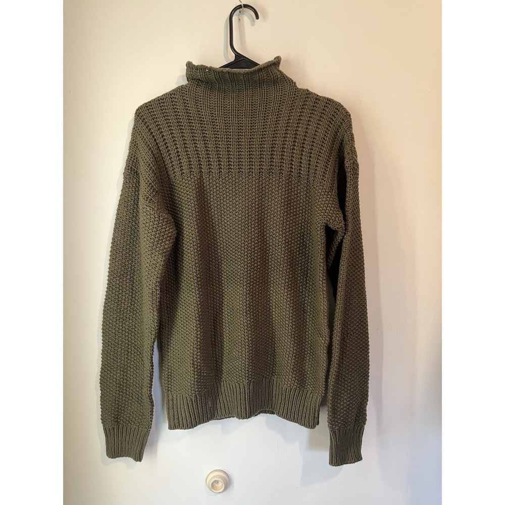 True Angel Chunky Waffle Knit Sweater Green High Neck‎ Size Small Relaxed Fit
